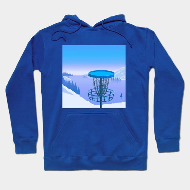 Disc Golf on a Snowy Mountainside Hoodie by Star Scrunch